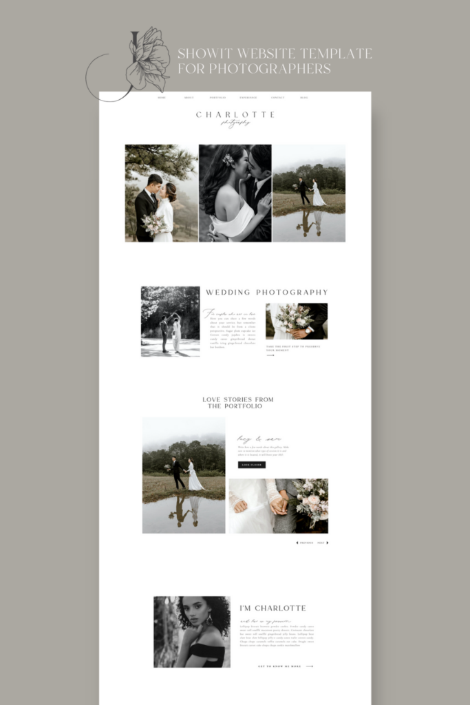 Showit Website Template in black and white color made for the dark and moody photographer