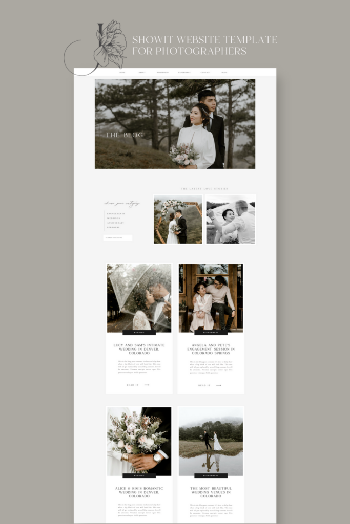 Showit Website Template in black and white color made for the dark and moody photographer
