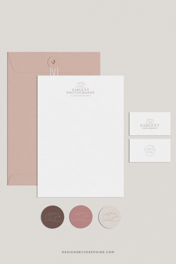 Stationary set up for the Custom Logo and Branding for a Family Photographer 