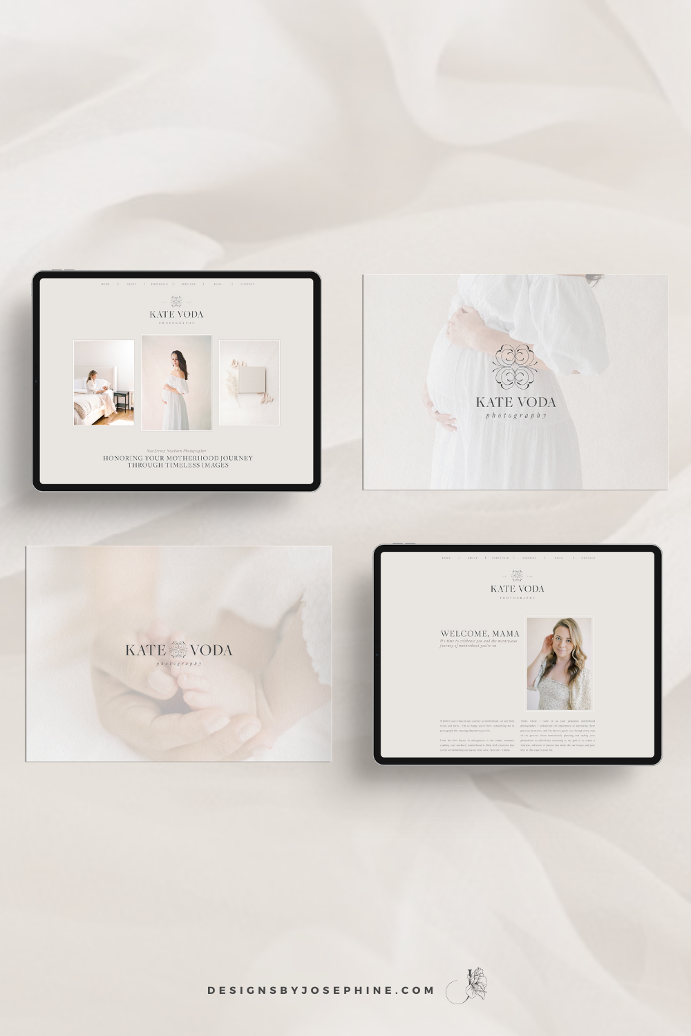 Showit website and branding for a newborn photographer in light and airy colors