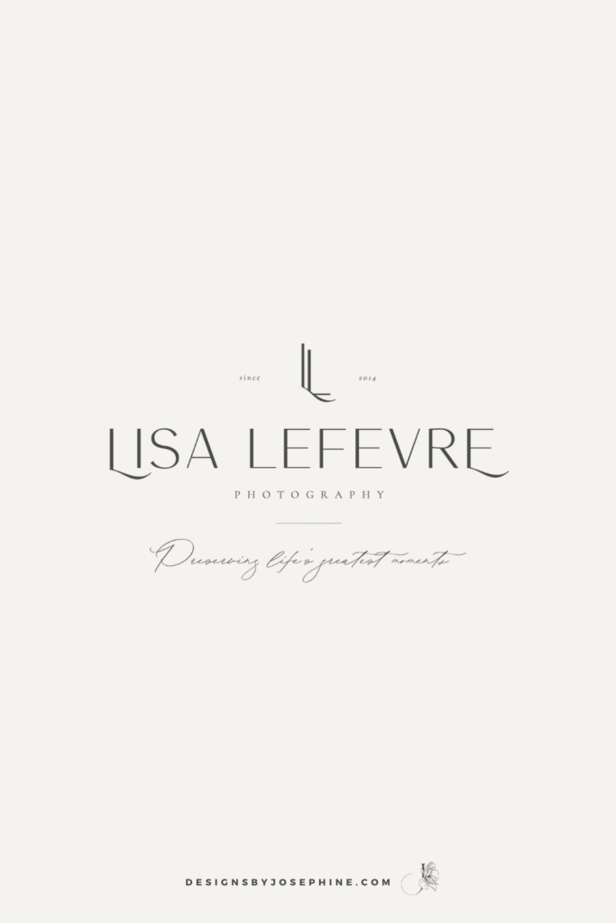 Main Logo for a Newborn Photographer that is a part of her new luxery brand with a mix of sans serif and script fonts and light colors to match her newborn and maternity portraits.