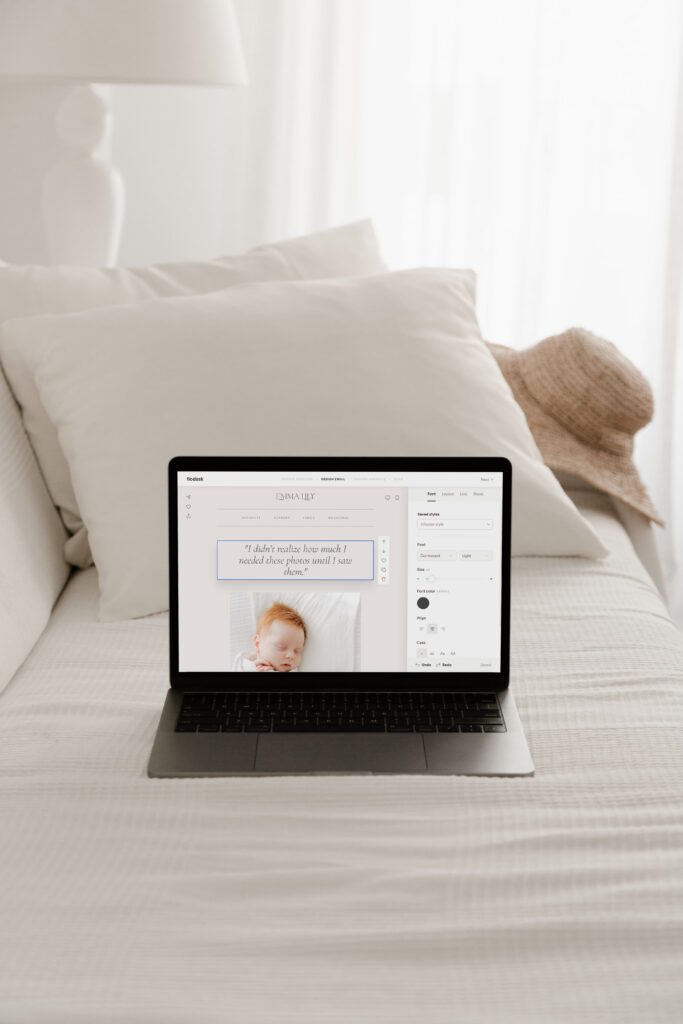 An Flodesk email template made for newborn photographers in pink colors